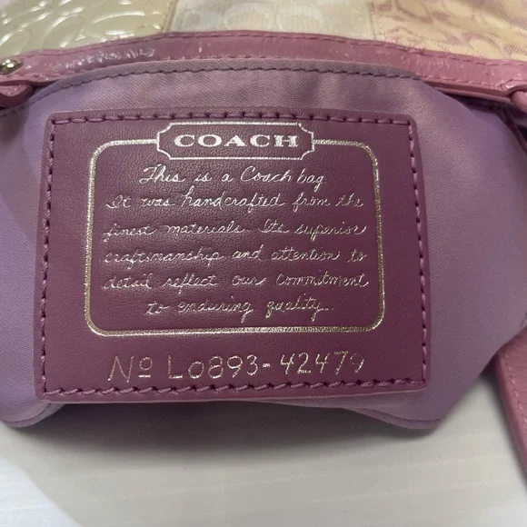Coach Lavender and Cream Signature Patchwork Small Tote - Picture 7 of 10